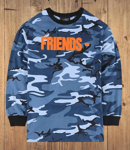 Vlone Og Vlone Friends Blue Camo Long Sleeve Shirt